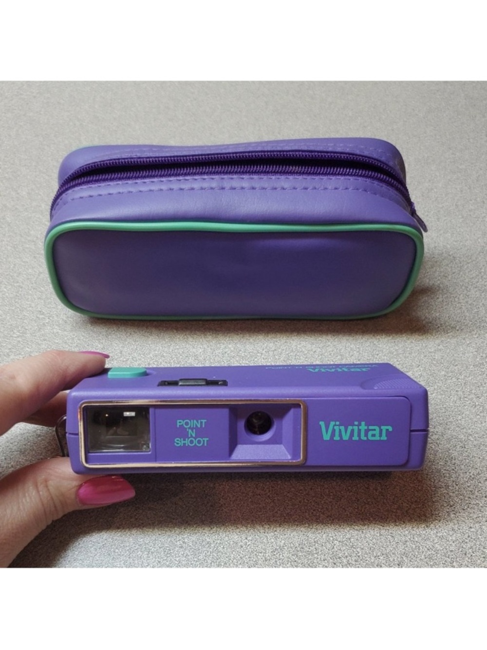 Vivitar - Vintage Purple & Green Avon 1C 100 Point 'N Shoot Camera, Good